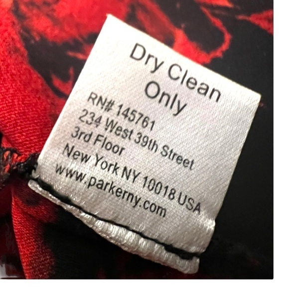 Parker Red Black Silk Long Sleeve Blouse Medium - Picture 8 of 8